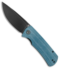 Petrified Fish Beluga Liner Lock Knife Blue Micarta (3.6" Black K110) PFP01