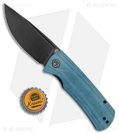 Petrified Fish Beluga Liner Lock Knife Blue Micarta (3.6" Black K110) PFP01