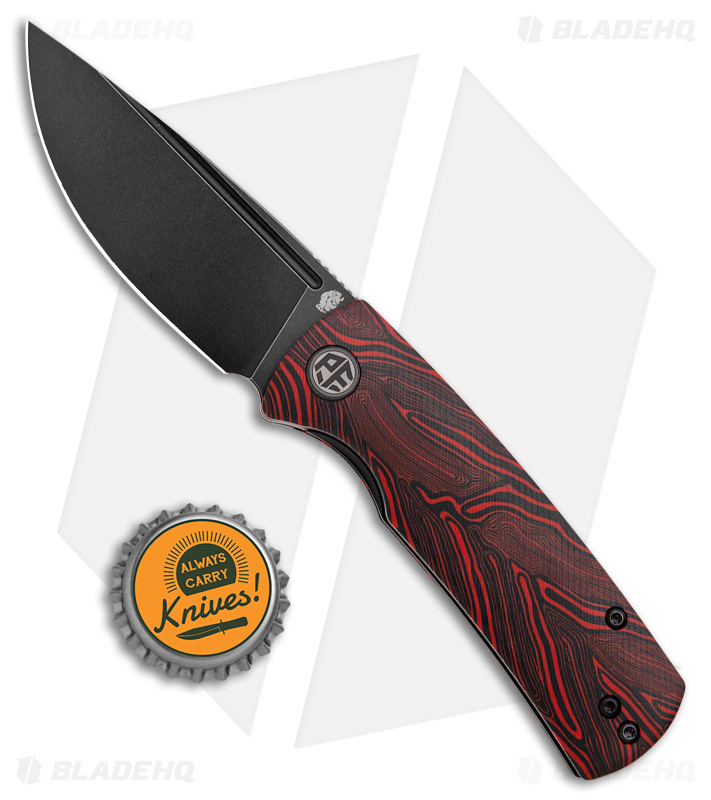 Petrified Fish Small Beluga Liner Lock Knife Red G-Mascus G-10 (3" Black) PFP01