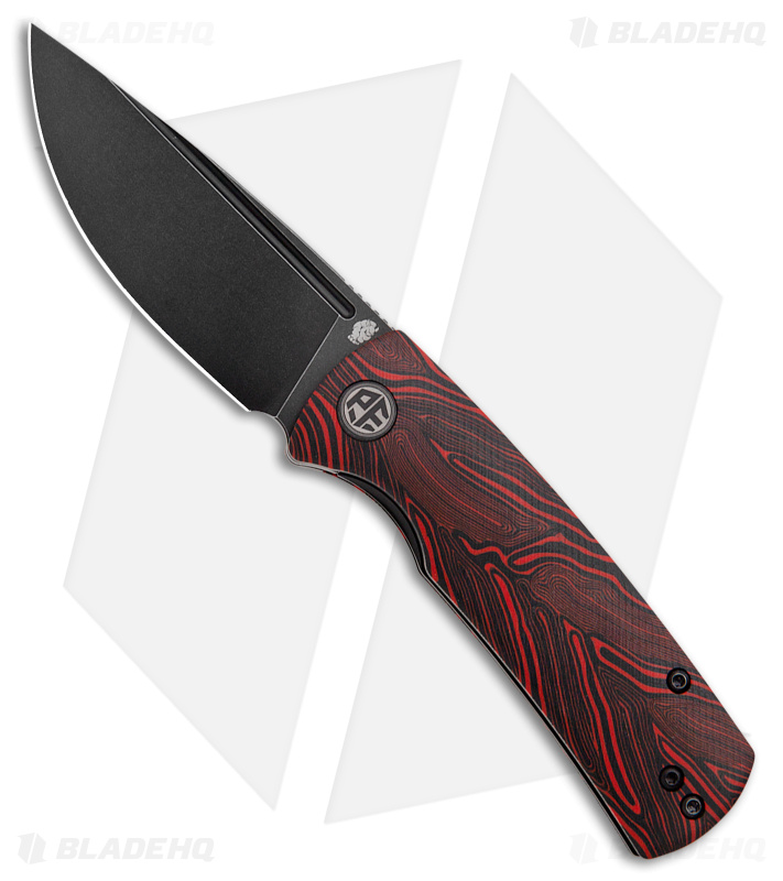 Petrified Fish Small Beluga Liner Lock Knife Red G-Mascus G-10 (3" Black) PFP01