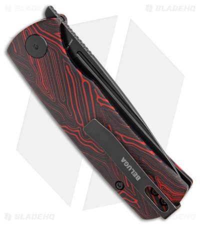 Petrified Fish Small Beluga Liner Lock Knife Red G-Mascus G-10 (3" Black) PFP01