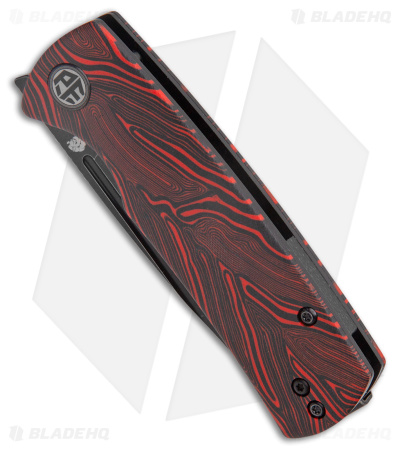 Petrified Fish Small Beluga Liner Lock Knife Red G-Mascus G-10 (3" Black) PFP01