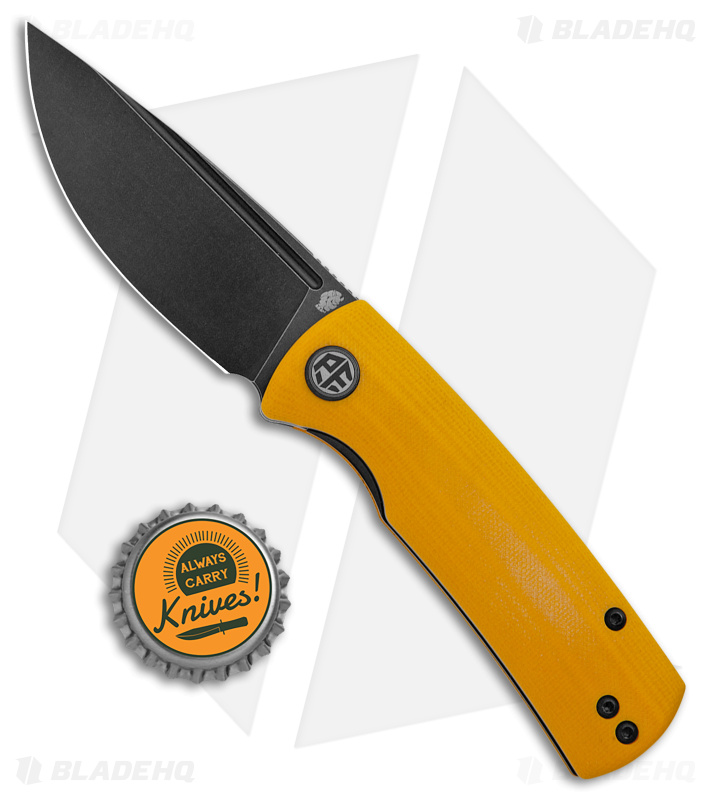 Petrified Fish Small Beluga Liner Lock Knife Yellow G-10 (3" Black) PFP01