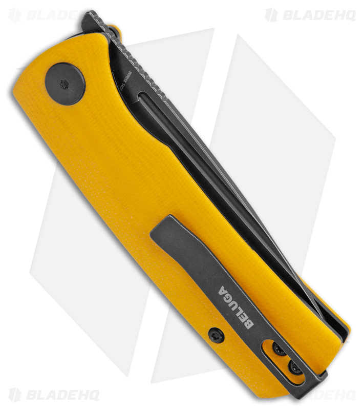 Petrified Fish Small Beluga Liner Lock Knife Yellow G-10 (3" Black) PFP01