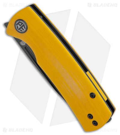 Petrified Fish Small Beluga Liner Lock Knife Yellow G-10 (3" Black) PFP01