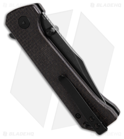 QSP Grebe Button Lock Knife Burlap Micarta (3.25" Black Stonewash) QS147-A2