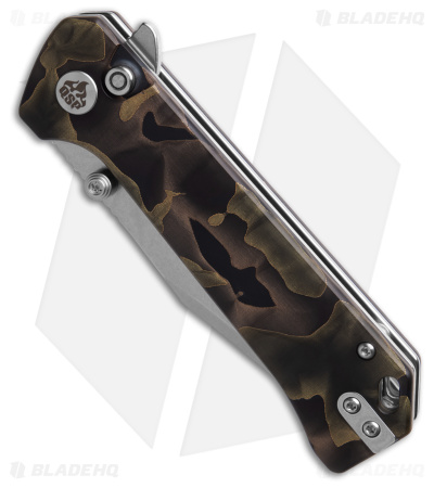 QSP Grebe Button Lock Knife Brown Camo Resin (3.25" Stonewash S35VN) QS147-F1