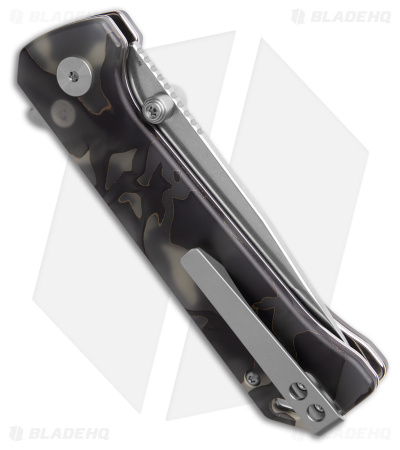 QSP Grebe Button Lock Tanto Knife Black Camo Resin (3.25" SW S35VN) QS148-E1