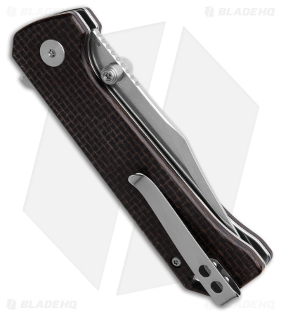 QSP Grebe Button Lock Knife Burlap Micarta (3.25" Stonewash) QS147-A1