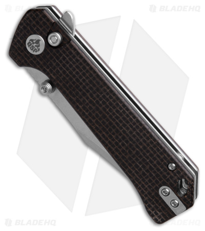 QSP Grebe Button Lock Knife Burlap Micarta (3.25" Stonewash) QS147-A1