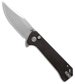 QSP Grebe Button Lock Knife Burlap Micarta (3.25" Stonewash) QS147-A1