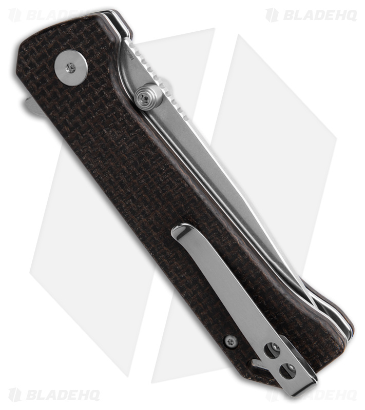 QSP Grebe Button Lock Tanto Knife Burlap Micarta (3.25" Stonewash) QS148-A1