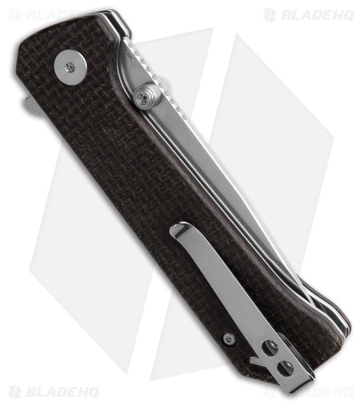 QSP Grebe Button Lock Tanto Knife Burlap Micarta (3.25" Stonewash) QS148-A1