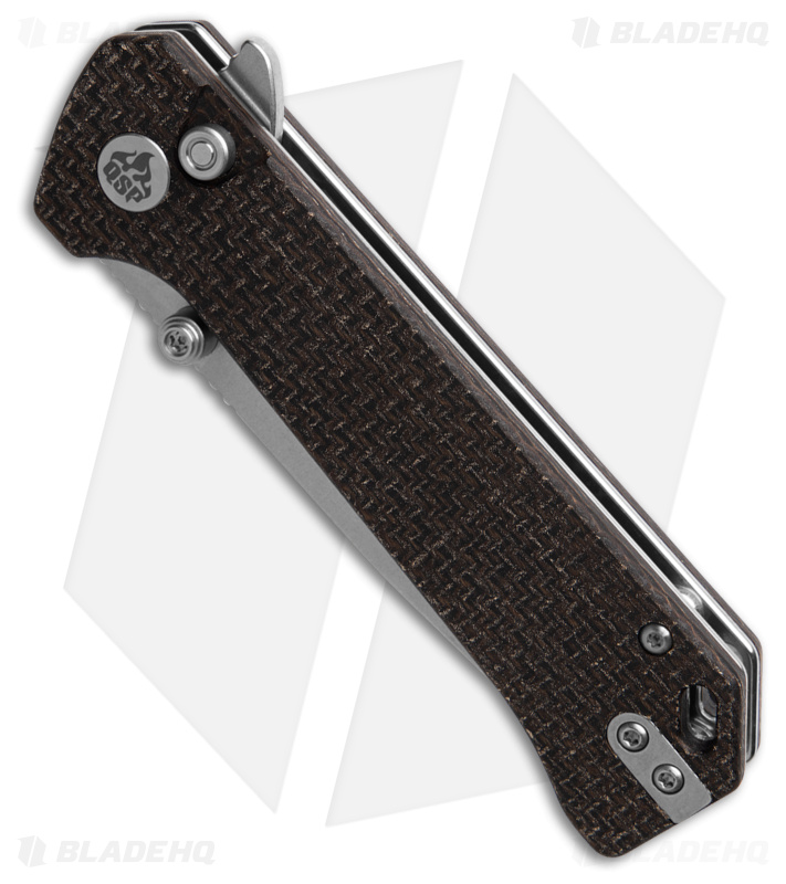 QSP Grebe Button Lock Tanto Knife Burlap Micarta (3.25" Stonewash) QS148-A1