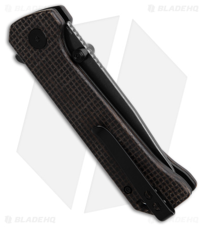 QSP Grebe Button Lock Tanto Knife Burlap Micarta (3.25" Black SW) QS148-A2
