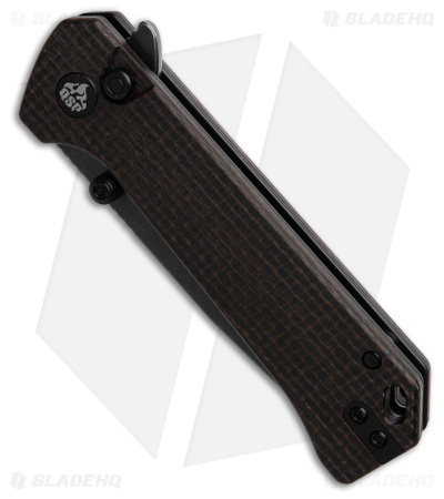 QSP Grebe Button Lock Tanto Knife Burlap Micarta (3.25" Black SW) QS148-A2