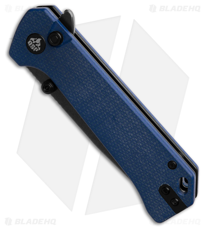 QSP Grebe Button Lock Tanto Knife Blue Micarta (3.25" Black Stonewash) QS148-B2