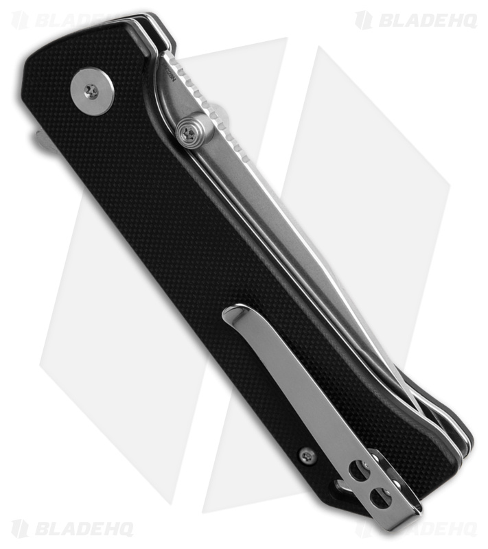 QSP Grebe Button Lock Tanto Knife Black G-10 (3.25" Stonewash) QS148-C1