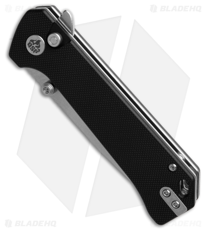 QSP Grebe Button Lock Tanto Knife Black G-10 (3.25" Stonewash) QS148-C1