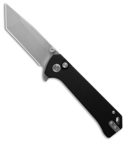 QSP Grebe Button Lock Tanto Knife Black G-10 (3.25" Stonewash) QS148-C1