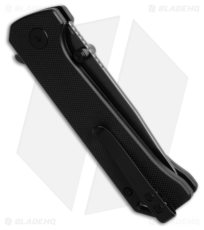 QSP Grebe Button Lock Tanto Knife Black G-10 (3.25" Black Stonewash) QS148-C2