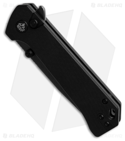 QSP Grebe Button Lock Tanto Knife Black G-10 (3.25" Black Stonewash) QS148-C2