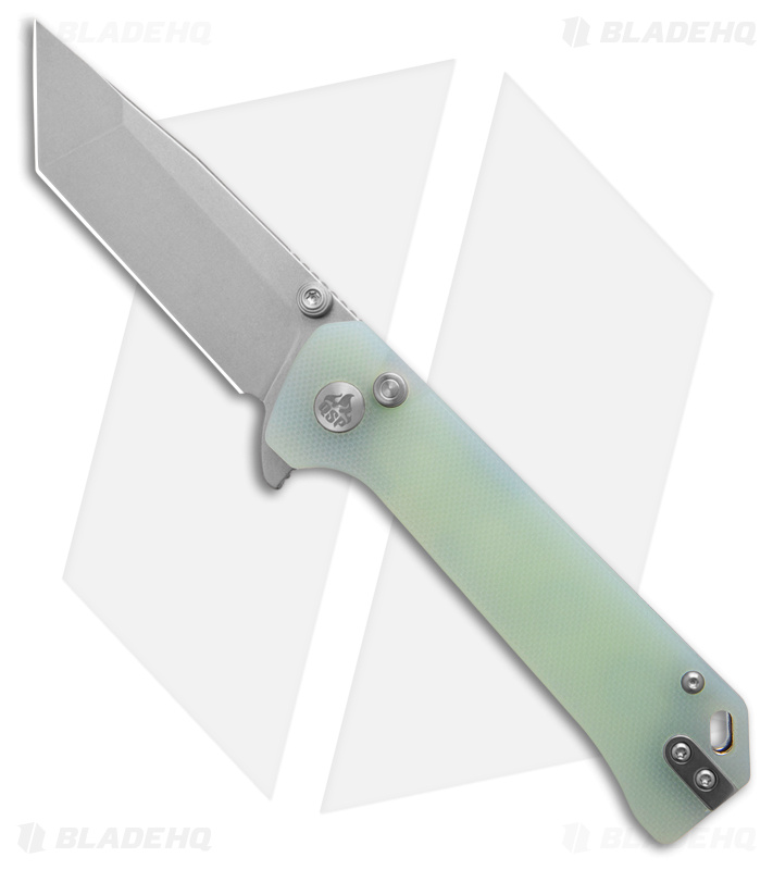 QSP Grebe Button Lock Tanto Knife Jade G-10 (3.25" Stonewash) QS148-D1