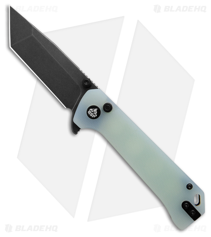 QSP Grebe Button Lock Tanto Knife Jade G-10 (3.25" Black Stonewash) QS148-D2