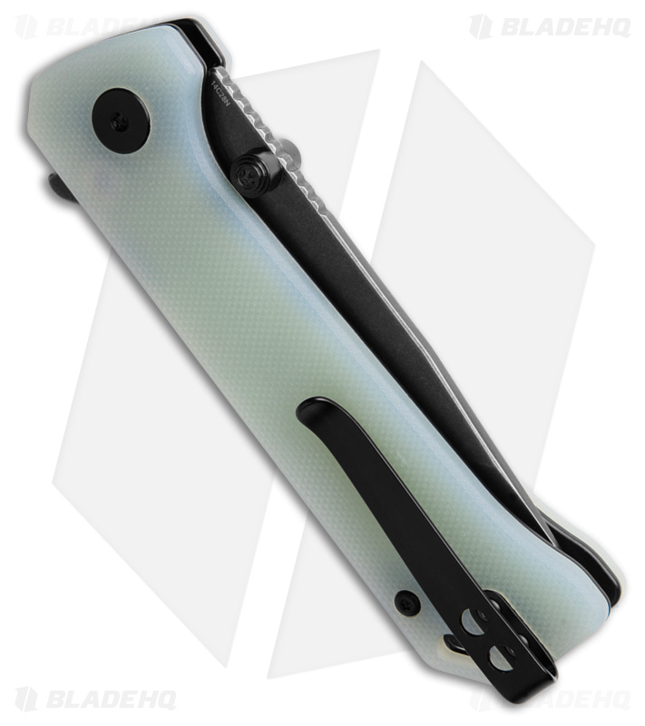 QSP Grebe Button Lock Tanto Knife Jade G-10 (3.25" Black Stonewash) QS148-D2
