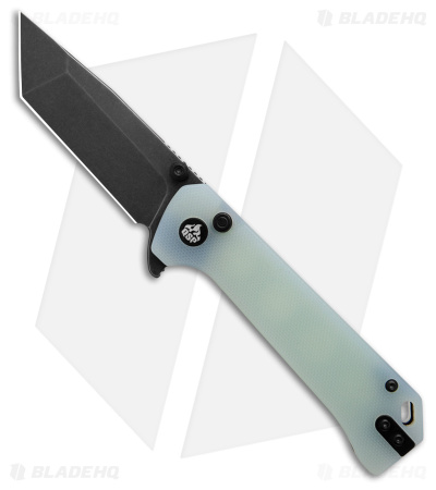 QSP Grebe Button Lock Tanto Knife Jade G-10 (3.25" Black Stonewash) QS148-D2
