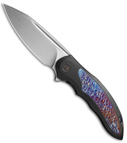 WE Knife Co. Makani Frame Lock Knife Black Ti Flamed/Ti (3" Satin) WE21048B-3