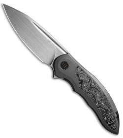 WE Knife Co. Makani Frame Lock Knife Gray Ti Alum/CF (3.6"  Satin) WE21048B-2