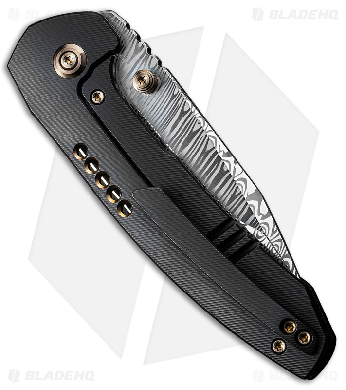 WE Knife Co. Trogon Frame Lock Knife Black Titanium (3." Damasteel) WE22002B-DS1