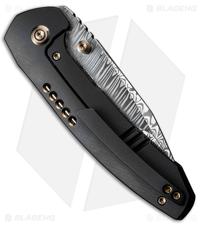 WE Knife Co. Trogon Frame Lock Knife Black Titanium (3." Damasteel) WE22002B-DS1