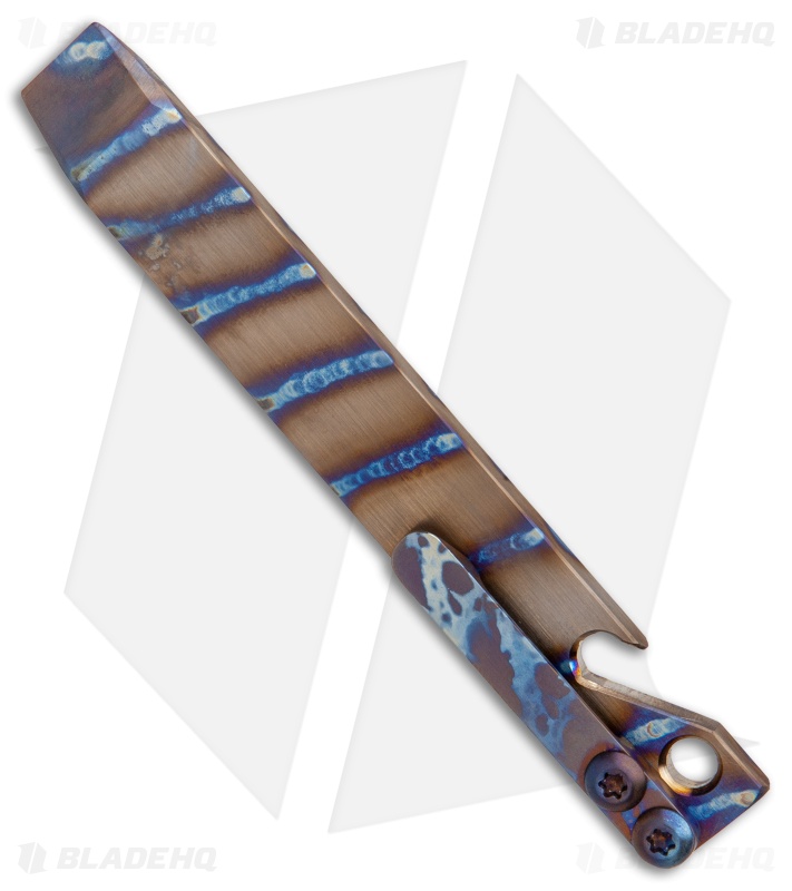 Maverick Customs  5" Titanium Pocket Pry Bar Tool Bottle Opener - Flame Stripe