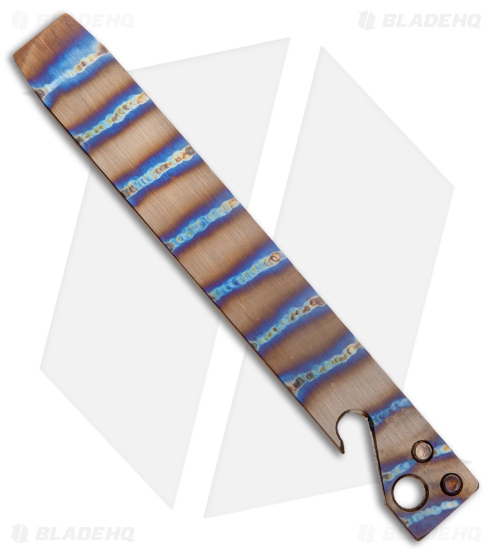 Maverick Customs  5" Titanium Pocket Pry Bar Tool Bottle Opener - Flame Stripe