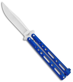 Benchmark Balisong Butterfly Knife Blue (4.12&quot; Satin) Plain BM011 | 126089