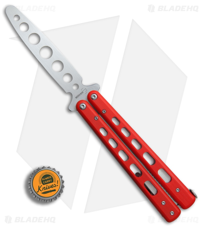 Boker Plus Balisong Trainer Butterfly Knife Red G-10 (4" Satin) 01BO712 