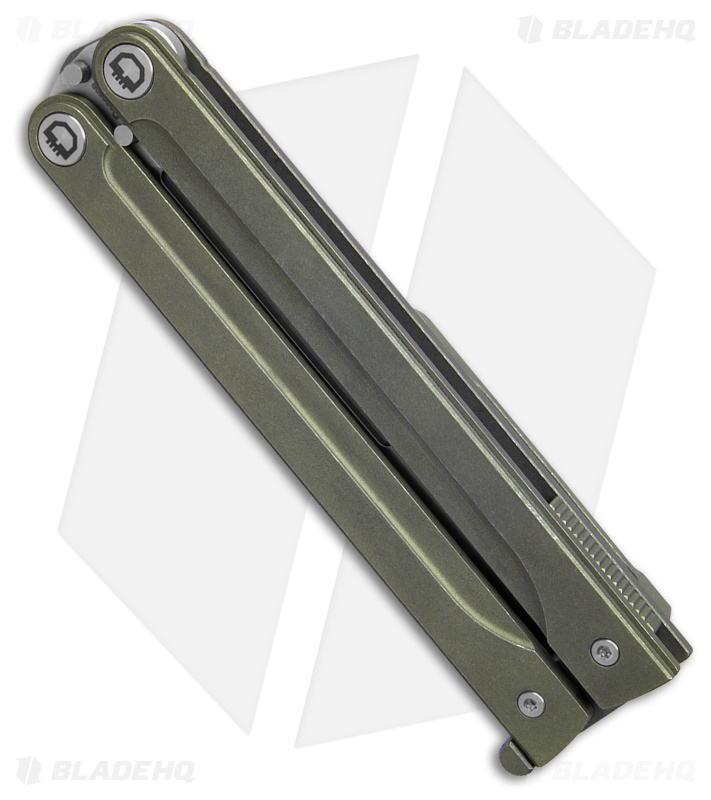 Daggerr Monarch Butterfly Knife Olive Ti + Satin - Blade HQ