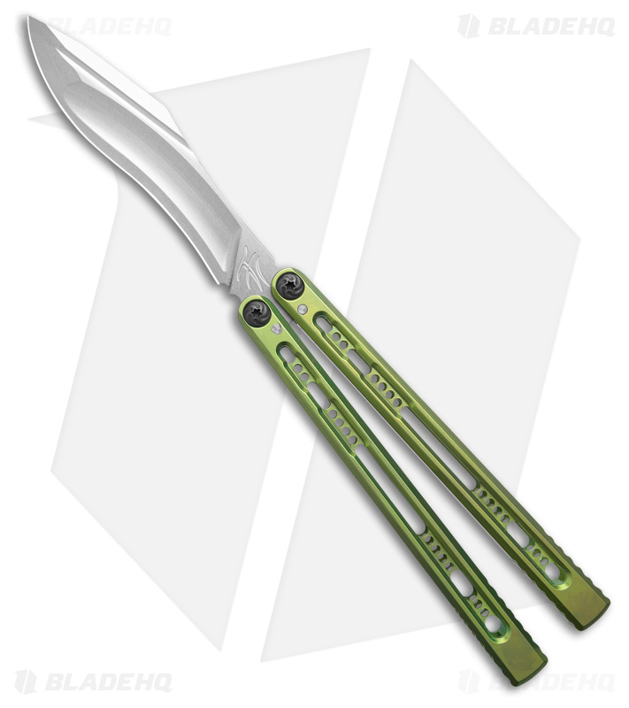 Fellowship Blades Empusa Balisong Green Titanium (4.6" Stonewash)