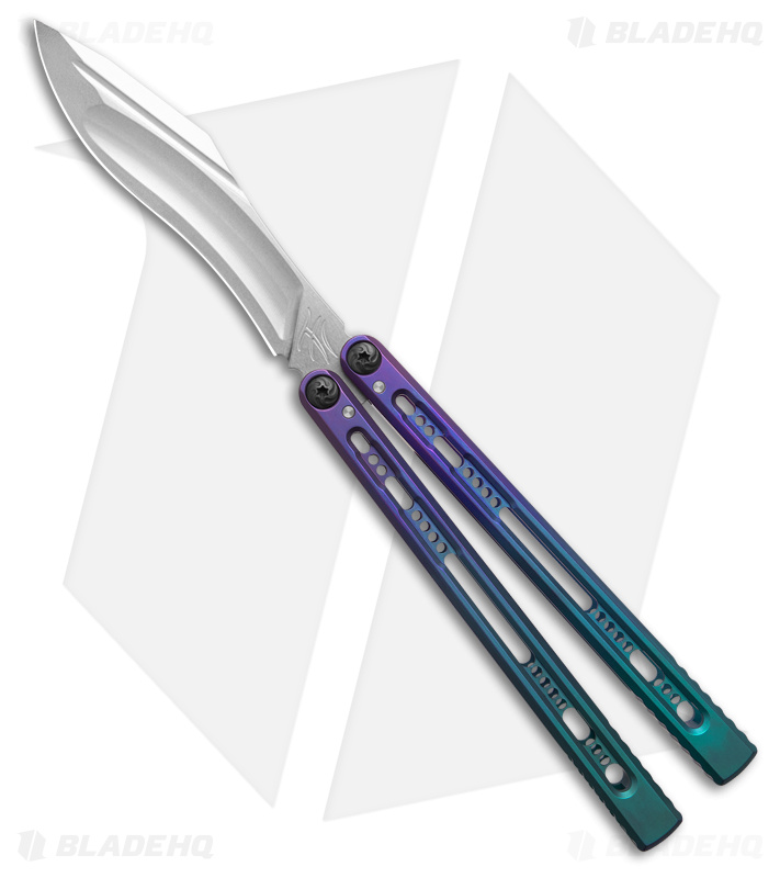 Fellowship Blades Empusa Balisong Speed Channel Ano Fade Purpl/Blue Ti (4.6" SW)
