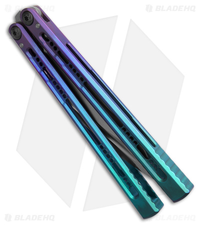 Fellowship Blades Empusa Balisong Speed Channel Ano Fade Purpl/Blue Ti (4.6" SW)