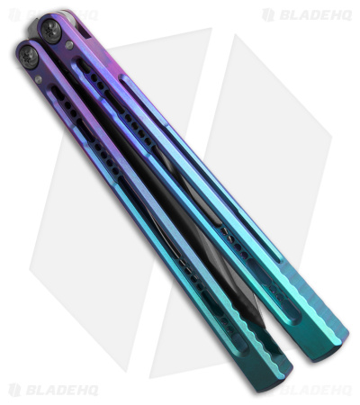 Fellowship Blades Empusa Balisong Speed Channel Ano Fade Purpl/Blue Ti (4.6" SW)