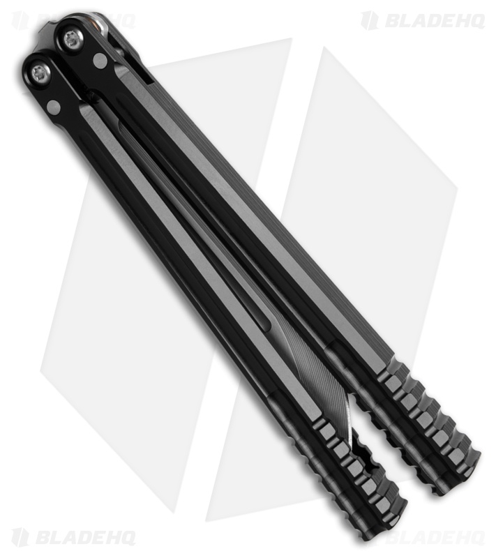 Franken Forge Blades Galvanis Japanese Tanto Butterfly Knife Black Al (4.4" SW)