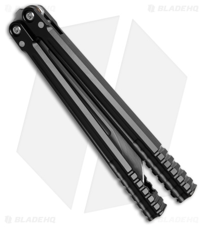 Franken Forge Blades Galvanis Japanese Tanto Butterfly Knife Black Al (4.4" SW)