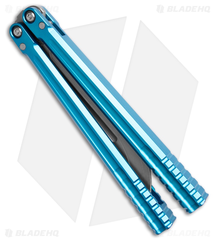 Franken Forge Galvanis Japanese Tanto Butterfly Knife Blue Aluminum (4.3" SW)