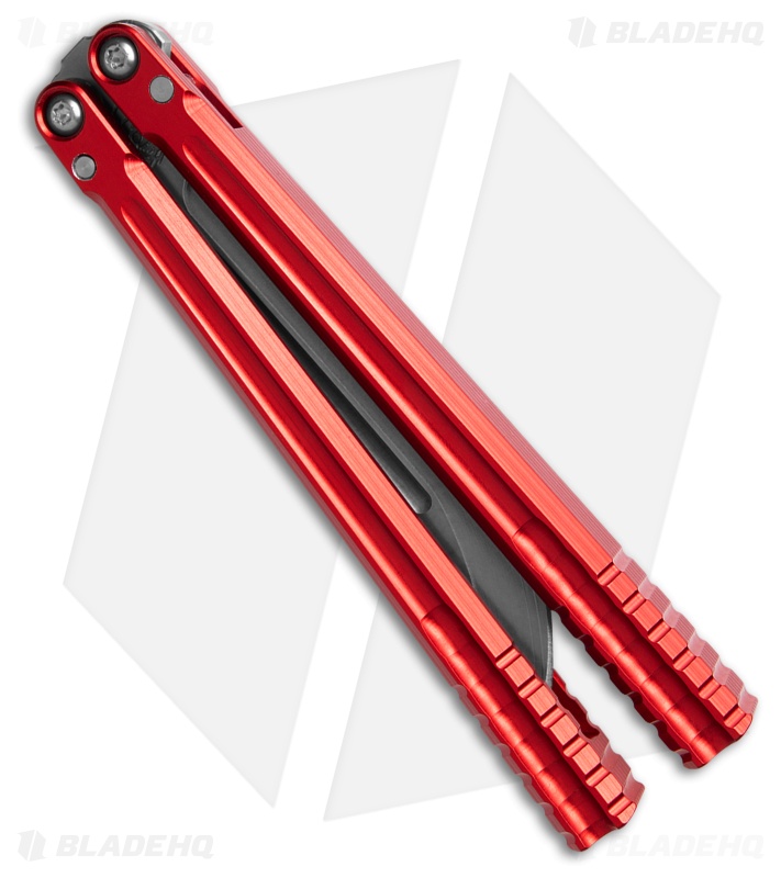 Franken Forge Galvanis Japanese Tanto Butterfly Knife Red Aluminum (4.4" SW)