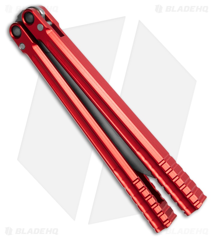 Franken Forge Galvanis Japanese Tanto Butterfly Knife Red Aluminum (4.4" SW)