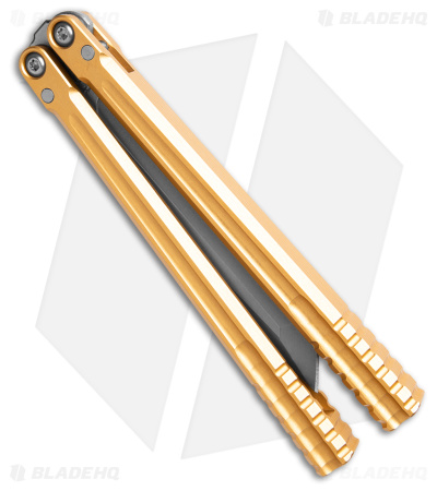Franken Forge Blades Galvanis Western Tanto Butterfly Knife Gold Alum (4" SW)