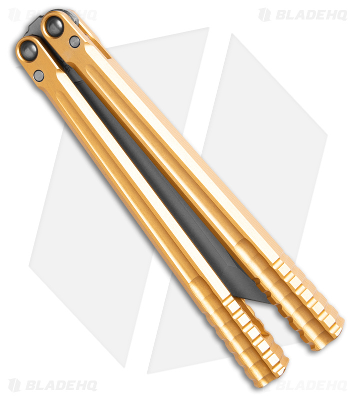 Franken Forge Blades Galvanis Western Tanto Butterfly Knife Gold Alum (4" SW)